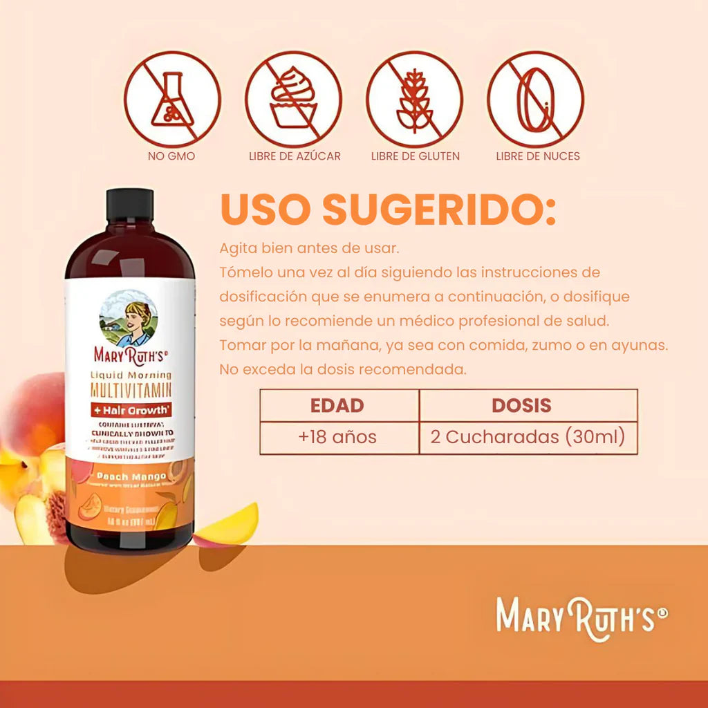 Botella de Multivitamínico y Multimineral Líquido MaryRuth's (887 mL)