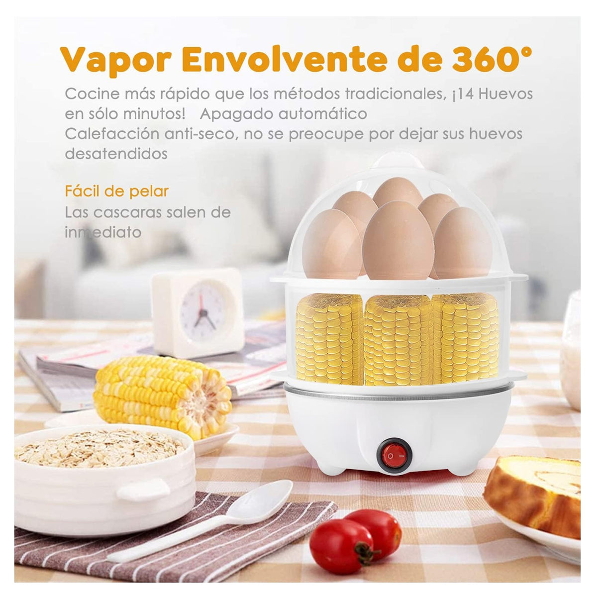 Cocedor eléctrico para huevos, acero inoxidable de 110 V
